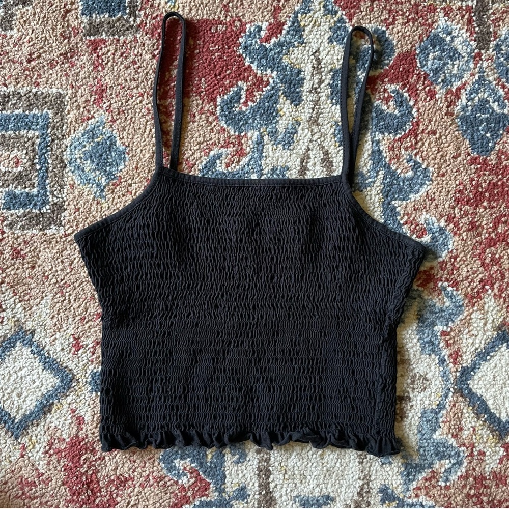 NA-KD SPAGHETTI STRAP CROP, RUCHED, M, BLACK